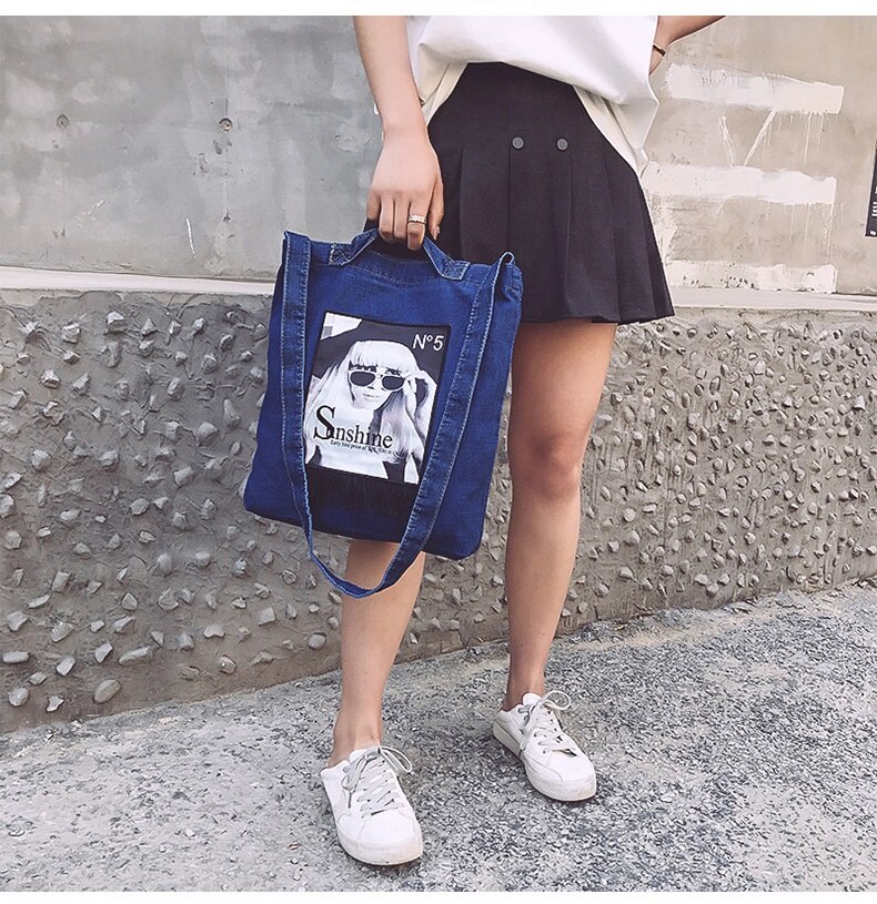 Vrouwen Handtassen Messenger Canvas Tas Modieuze Denim Jean Art Shopping Schouder Messenger Blues Crossbody Tas bolsaszakken