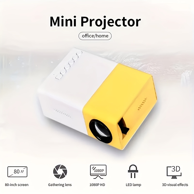 Portable Mini Projector, 320P Full HD LCD, 3D Read，Table Mount, Button Control, USB Powered,Home Office Outdoor Use