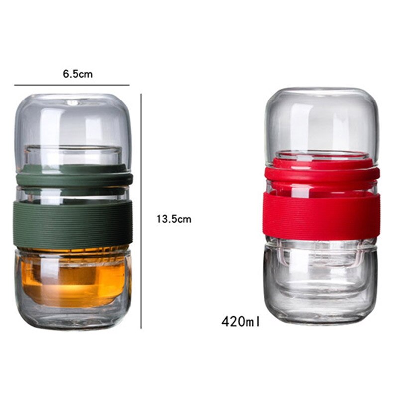 420Ml Portable Tea Infuser Bottle Water Bottle Chinese Tea Strainers Simple Teapot Heat-Resistant Black Tea Teapot Office Kung F