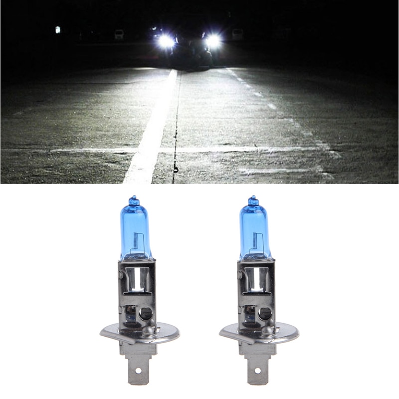 1 Pair Car Headlight H1 Lamp Super White Car Halogen Bulb 100W Fog Light DC 12V