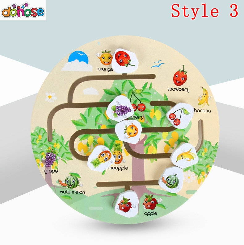 Educatief Vroeg Leren Glijbaan Puzzel Kids Houten Speelgoed voor Kinderen Labyrinth Puzzel Dier-Body-Match Doolhof Brain Teaser: STYLE 3 WITH BOX