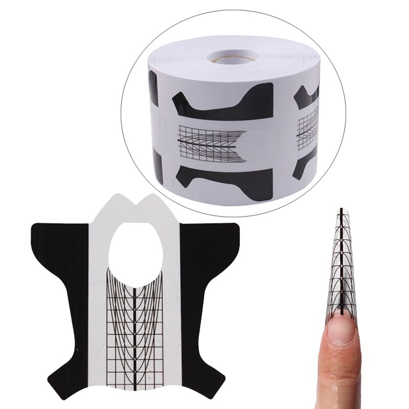300 Stuks Zwart Wit Nagel Stencil Sticker Voor Nagels Uv Extension Gel Tip Uitbreiding Gids Manicure Mold Builder Nail vorm