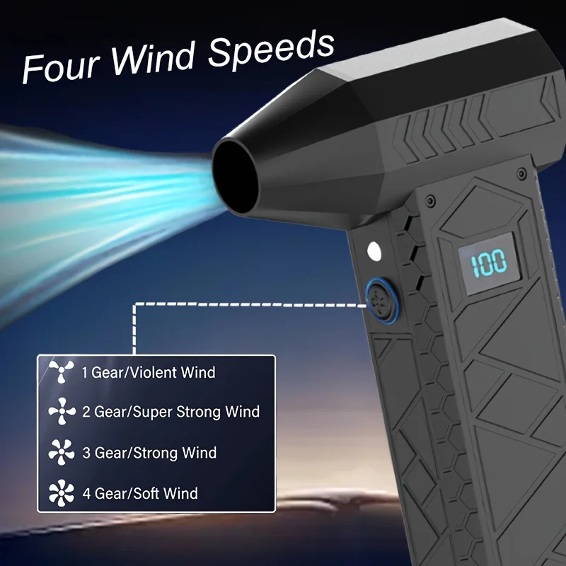 Xiaomi 280000 RPM Mini Turbo Jet Fan Potente soplador de aire Duster Velocidad del viento ajustable Turbo Violento Recargable con luz