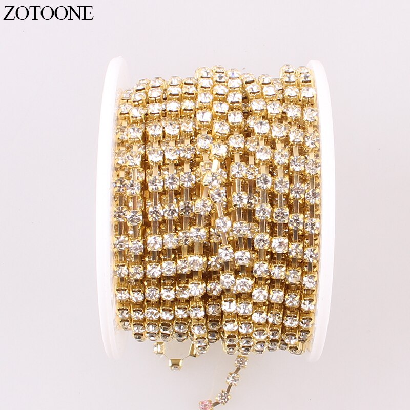 Zotoone diy gouden motief strass steentjes voor kleding strass zilveren klauwketting strass rand lijm nagels stickers naai accessoires c
