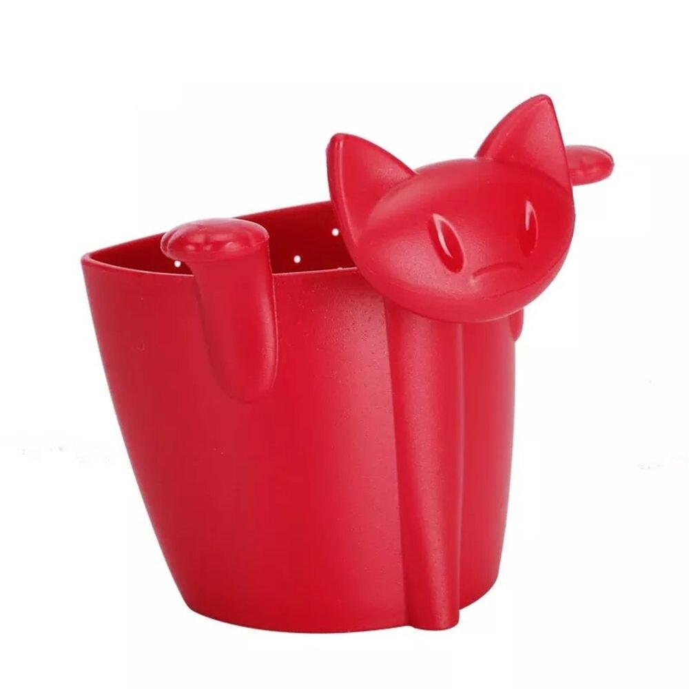 Cute Cat Tea Strainer Tea Infuser Food Grade Silicone Loose Leaf Mug Strainer Hanging On Cup Fun Cartoon Tea Accessorie: red