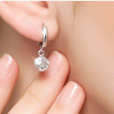 925 Sterling Silber Schmuck Nette Cube Box Kristall Zirkon Ohrringe für Frauen Ohrringe Modeschmuck Brincos