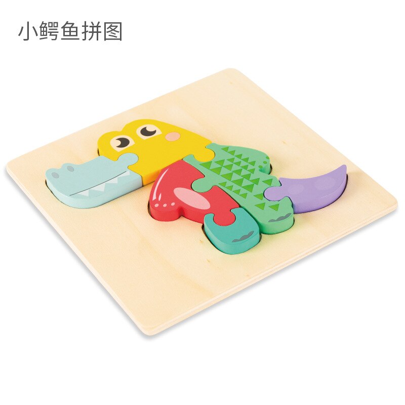 Baby Spielzeug Holz 3D Puzzle Cartoon Tier Eule Elegante Intelligenz Kinder Pädagogisches Kinder Tangram Formen Lernen Jigsaw: small crocodile