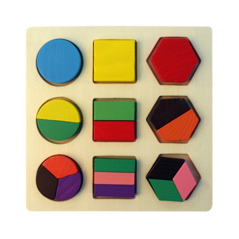 Kids Wooden Jigsaw Puzzle Geometric Shape Board Cognitive Matching Board Early Educational: A