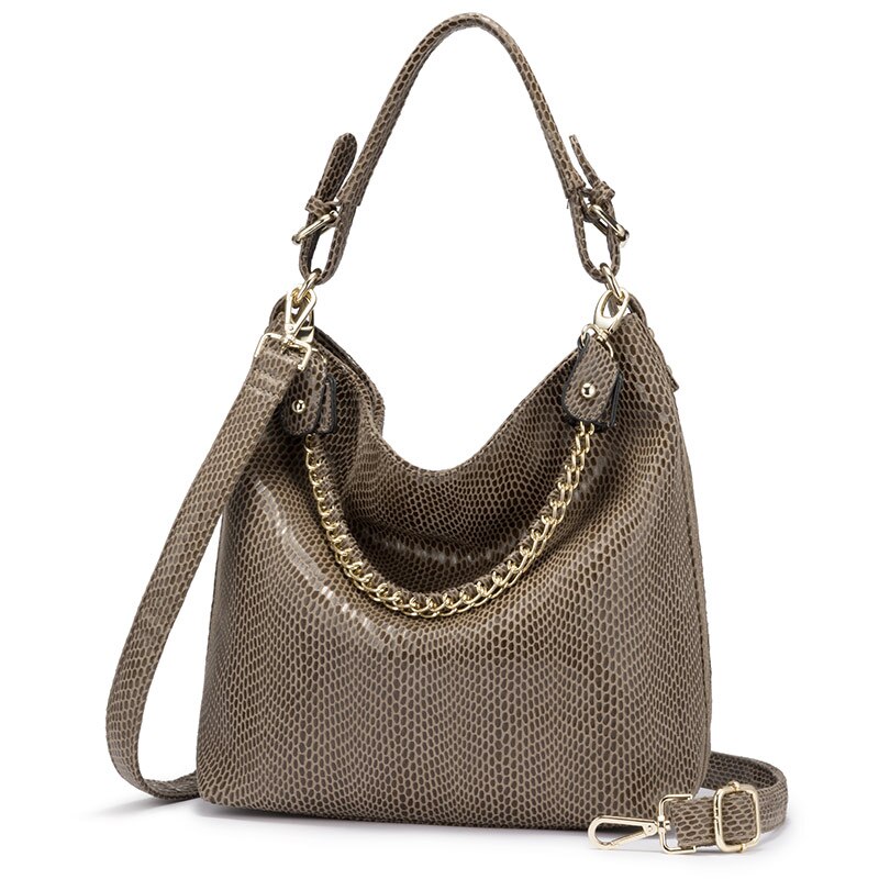 REALER-Bolso de hombro grande con asa superior para mujer, bandolera de cuero artificial con cadena,: Caqui