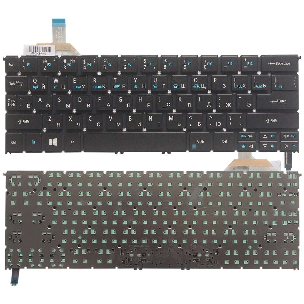 Ruso/RU teclado del ordenador portátil para Acer Aspire S7 S7-391 S7-392 MS2364. Teclado con iluminación de fondo