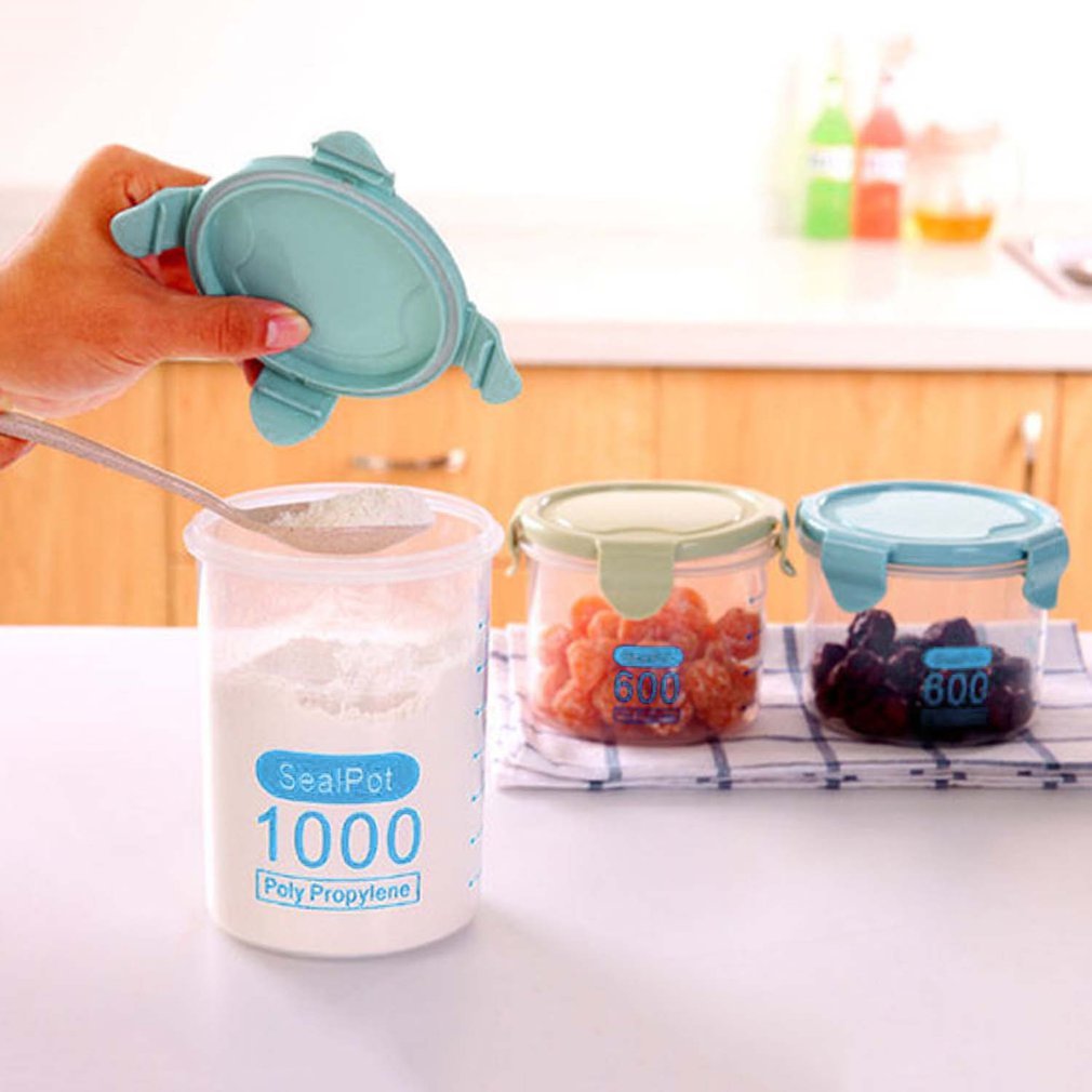 Multi-functional Clear Plastic Sealed Cans Storage Tank Kitchen Dry Food Containers Home Food Grain Storage Jar