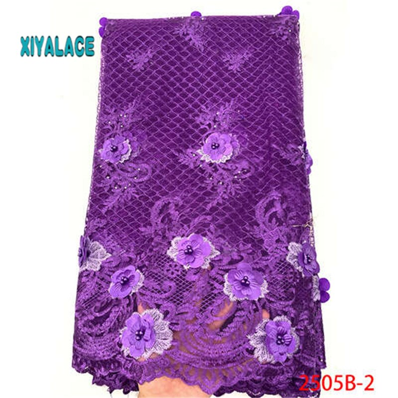 Afrikansk blondestof blonde 3d blomster tyl blondestof franske perler blondestof til festperler  ya2505b-2: 2505b-2