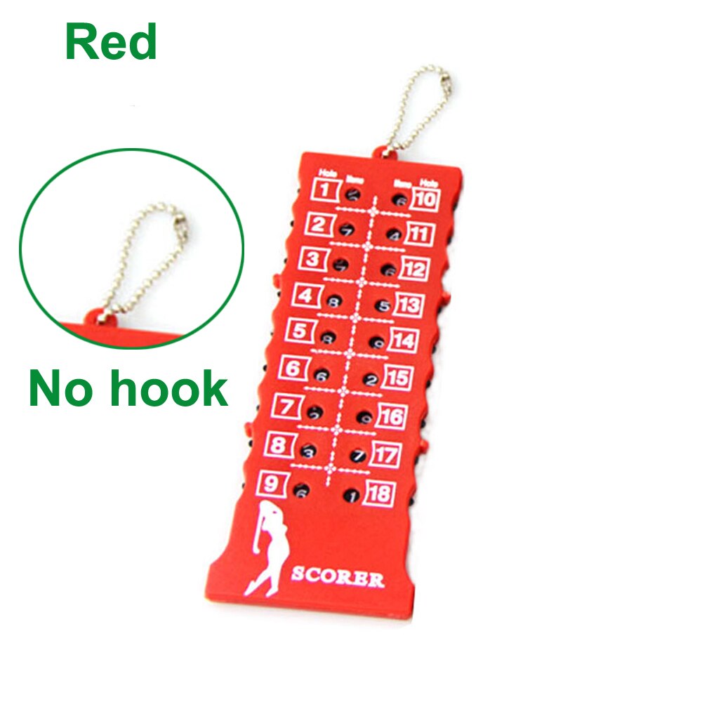 1Pcs 18 Hole Golf Stroke Putt Score Card Counter Golf Score Indicator Met Sleutelhanger Golf Score Teller Golf training Aids: Red-No Hook