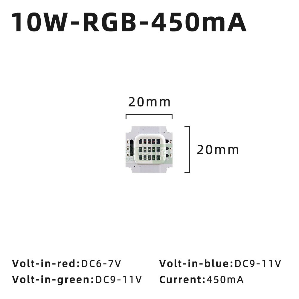 10W 20W 30W 50W RGB LED Chips 450mA 900mA 1800mA COB Light Chips DC6-34V SMD 4640 RGB Light Beads High Power for LED Flood Light: 10W RGB-450mA