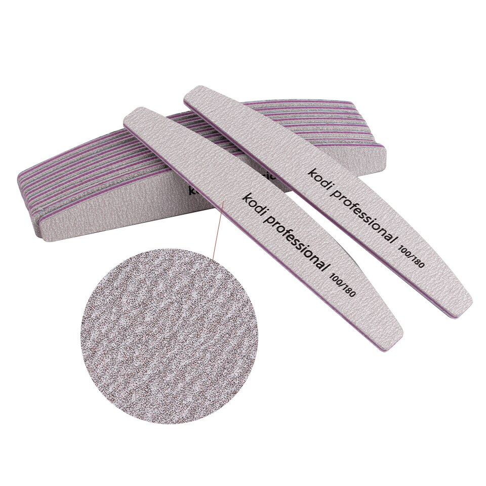 5/10 Uds lima de uñas papel de lija limas de uñas gruesas y fuertes tampón para manicura lijado media luna Lima herramientas de uñas 100/180