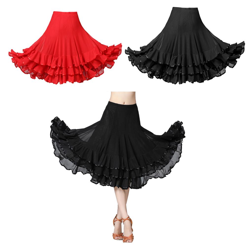 Ballroom Waltz Dance Swing Skirt Modern Tango Training Dress Costume