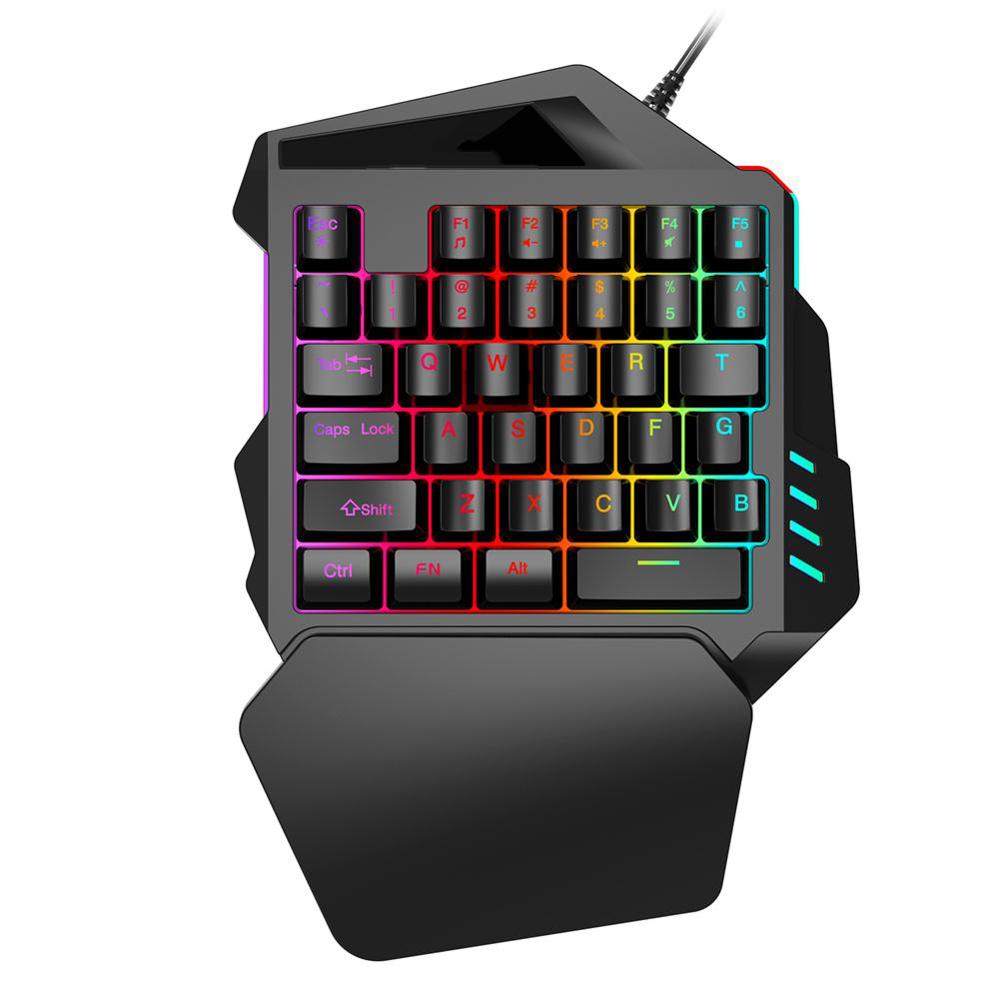 Spielen Tastatur Mechanische 35 Schlüssel Verdrahtete Tastatur LED Mini USB Eine Hand Beleuchtete Tastatur Computer Spiel Für Gamer PC Laptop