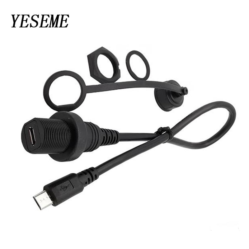 Micro USB 2.0 IP67 Waterproof Cable,Micro-USB 5pin IP 67 Male to Female Panel Mount WaterProof Connector Extension cord