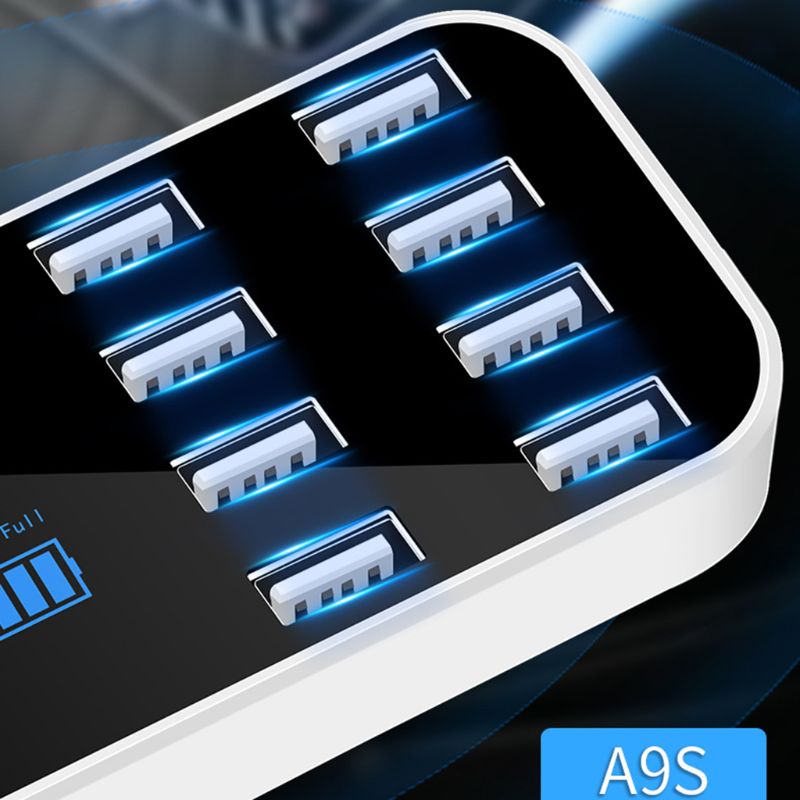 A9S Fast Car Charger 8 Port Multi USB LCD Display Phone Charger USB Hub