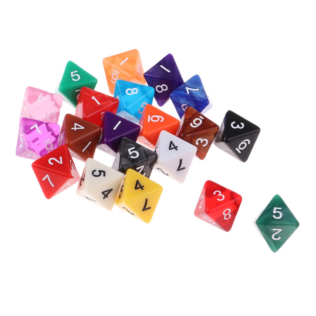 Dés polyédriques colorés pour enfants, ensemble de 20 pièces pour jeu de Table, entraînement aux maths, fête de , 8/10/12/20 côtés