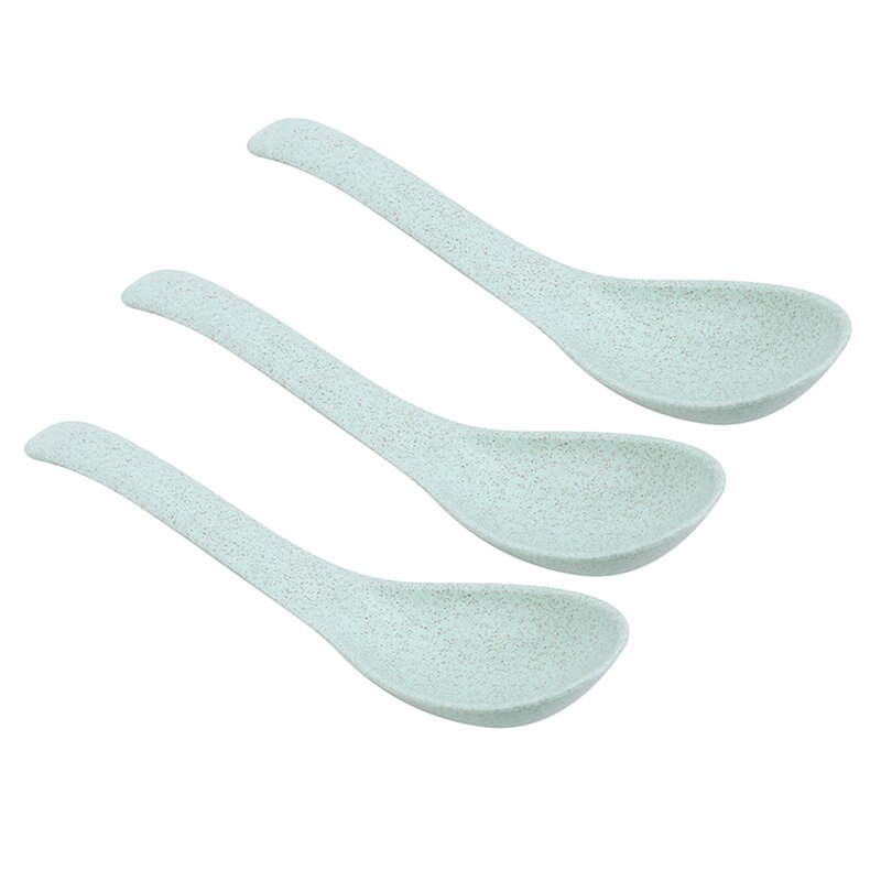 3pcs/lot Soup Spoon Wheat Fiber Tea Coffee Spoon For Tea Party Teaspoons Ice Cream Flatware Soup Spoon Sets: green