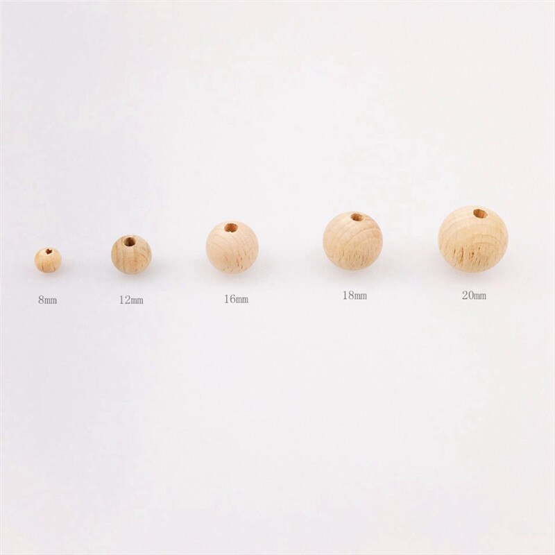 10-150 stk bøg træ nyfødt tyggebar perle rund kugle miljøvenlig gør-det-selv håndværk armbånd halskæde smykker tilbehør babybider