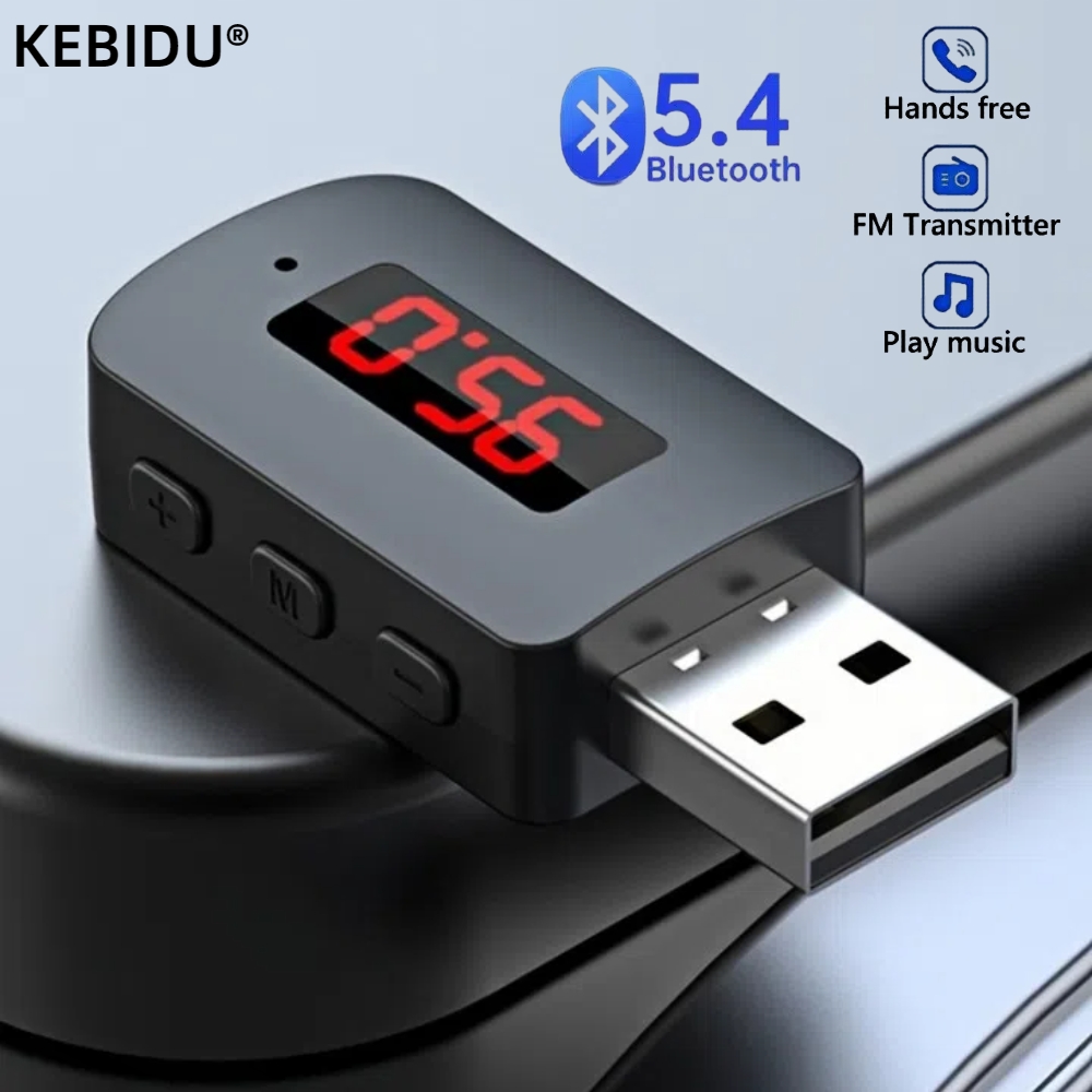 Bluetooth 5.4 Auto Zender Ontvanger Handsfree Bellen Carkit Mini USB Power Auto Draadloze Audio Adapter Voor Fm Radio TV Speaker