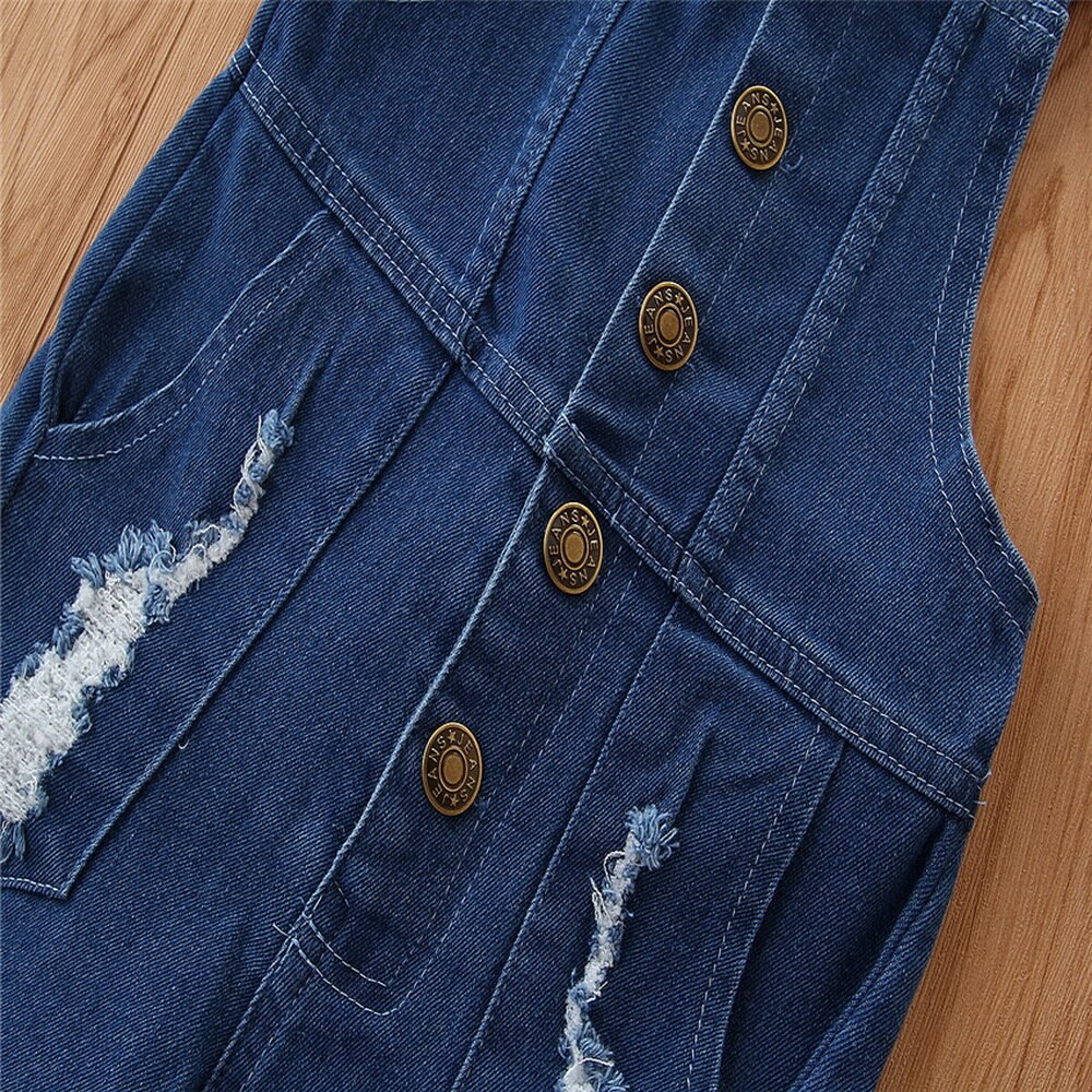 Bambino del bambino del Denim Delle Ragazze Tute E Tute Da Palestra 2020 di Modo Tasche Shorts Tute E Tute Da Palestra Per I Bambini Summmer Pulsante Denim Tute Dei Bambini Casual D30