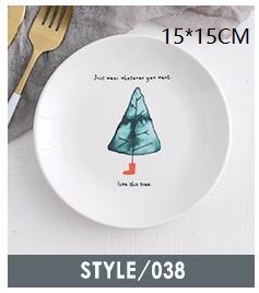 Ceramic Cactus Bread Plates Round Flamingo Western Steak Dish Heat-resistant Salad Dessert Tray Kitchen Serving Platter Dinner: Christmas tree