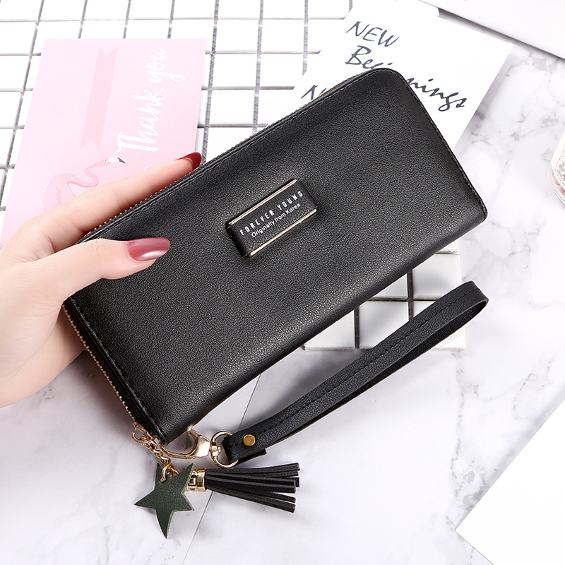 Vrouwen Clutch Portemonnee Top Pu Lederen Portefeuilles Vrouwelijke Lange Portemonnee Vrouwen Rits Portemonnee Portemonnee Carteira: Black