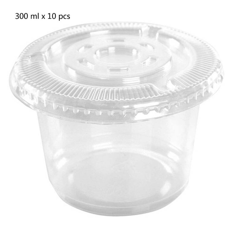 1Set Wegwerp Cups Set Van 30/80/100/300Ml Saus Pot Container Jello Shot Cup slime Opbergdoos Met Deksel Voor Ketchup: a