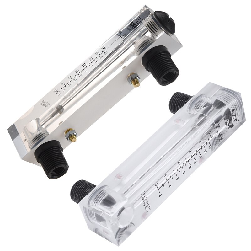 2 Pcs Panel Type Flow Meter : 1 Pcs 0.5-5 GPM 2-18 LPM Water Flow Panel Mount Type & 1 Pcs Black Adjustable Knob 0.1-1 GPM LZM-1