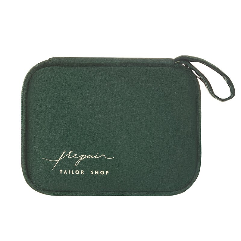 JSWORK Sewing Thread Box Bag Set Organizer Craft Storage Costuras Accesorios Suture Kit Supplies Boite Couture Needles Tools: Ink Green