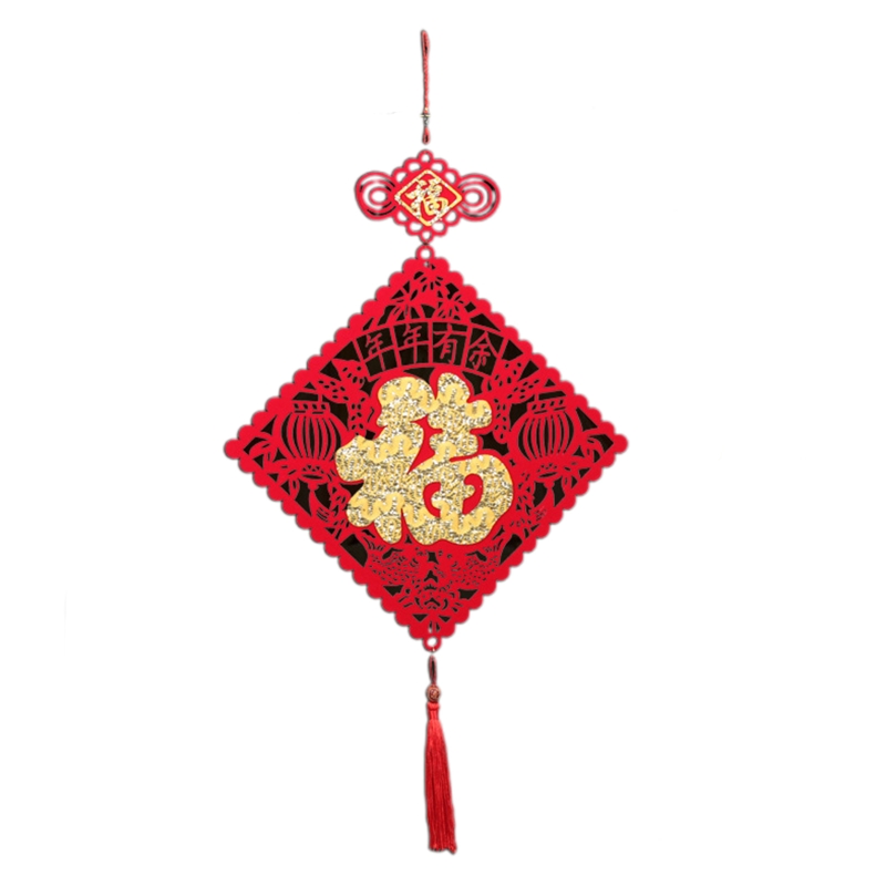 Novelty Year Accessories Chinese Knot Hanging Craft Ornaments Traditional Oriental Handcraft Festival Supplies: Square