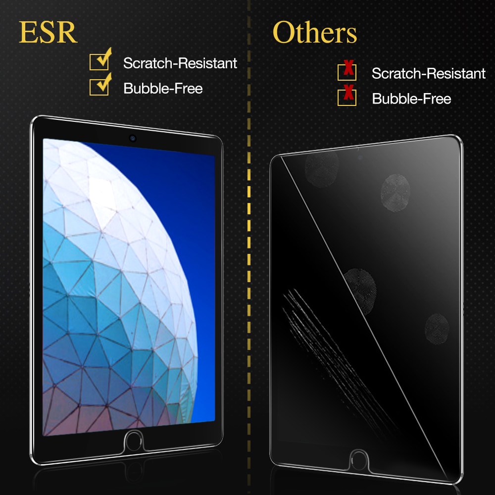 ESR Screen Protector for iPad Pro 10.5/iPad Air 3 Glass iPad Pro 12.9/11/9.7 iPad 7/6/5 Mini 5/4 Air 2 Air Tempered Glass