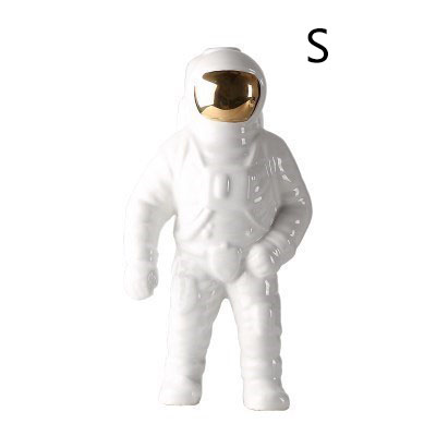 florero de cerámica escultura astronauta robot cohete hombre espacial estatua cosmonógrafo decoración del hogar para decoración de mesa artesanal: white S