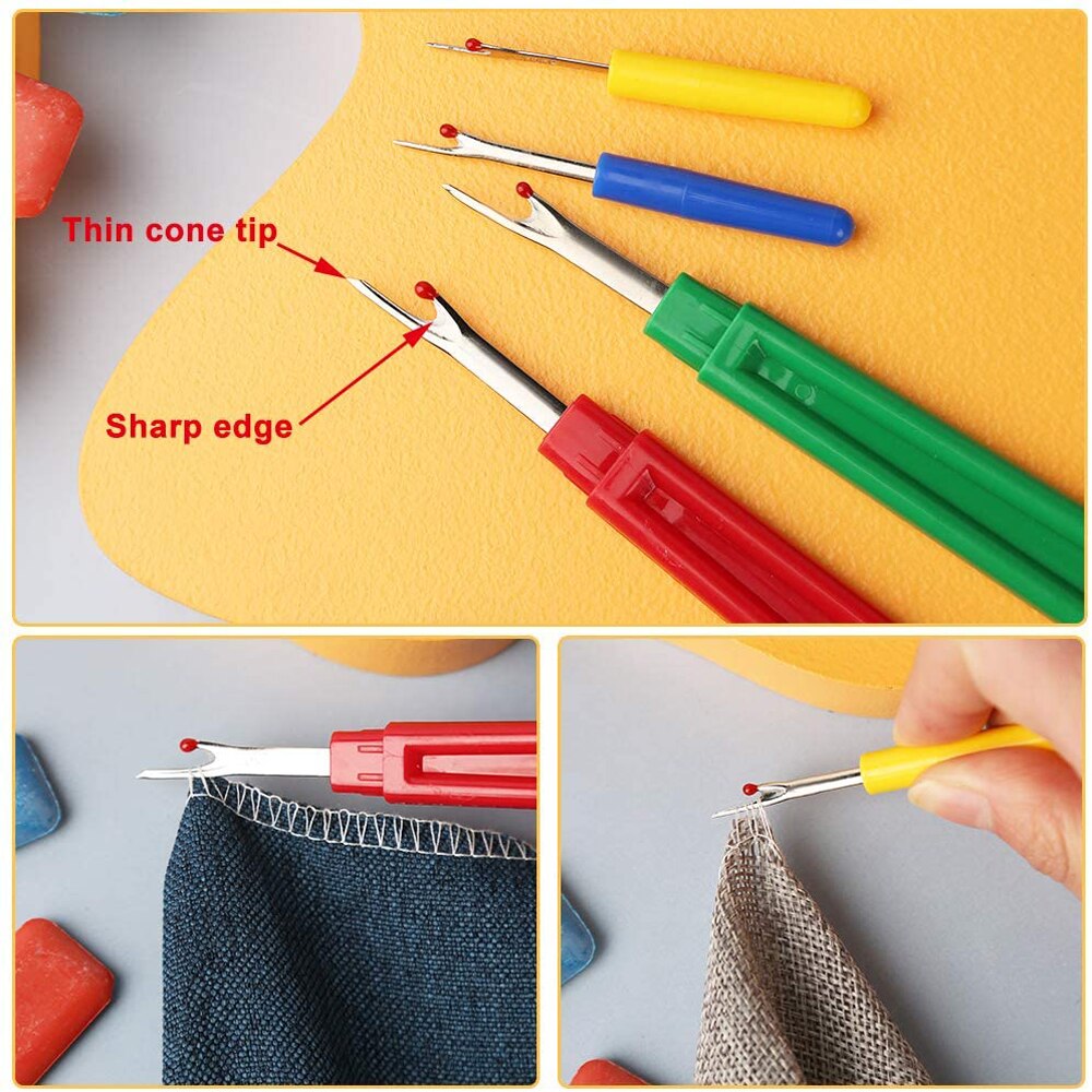 2PCS Sewing Seam Ripper Kit Stitch Unpicker Thread Cutter Tool with Trimming Scissor for Sewing Crafting Removing Threads