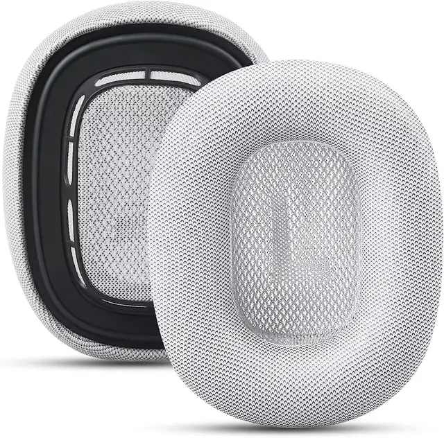 Ersatz Original Mesh Stoff Material Ohrpolster Für AirPods Max Headset Magnetische Anziehung Kopfhörer Ohrenschützer Kissen: Silber