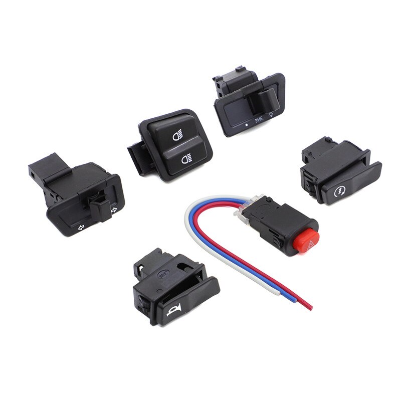 Botones de interruptores para Scooter GY6 50cc 125Ccc150cc Vento Tao, luz de cabeza, bocina, atenuador, arranque de giro, botón de interruptor único, 6 uds.
