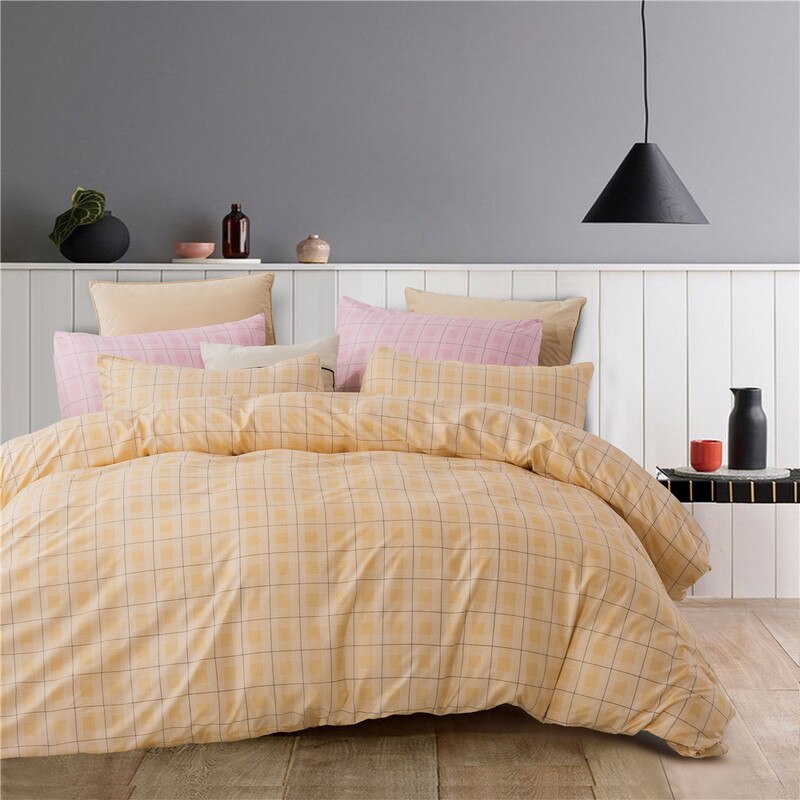 Nordic Style Polyester Duvet Cover Quilt Covers Bedding Sets Single Queen Size Pillowcase Home With Textile Linens King Bed Twin: Yellow / Queen 3pcs