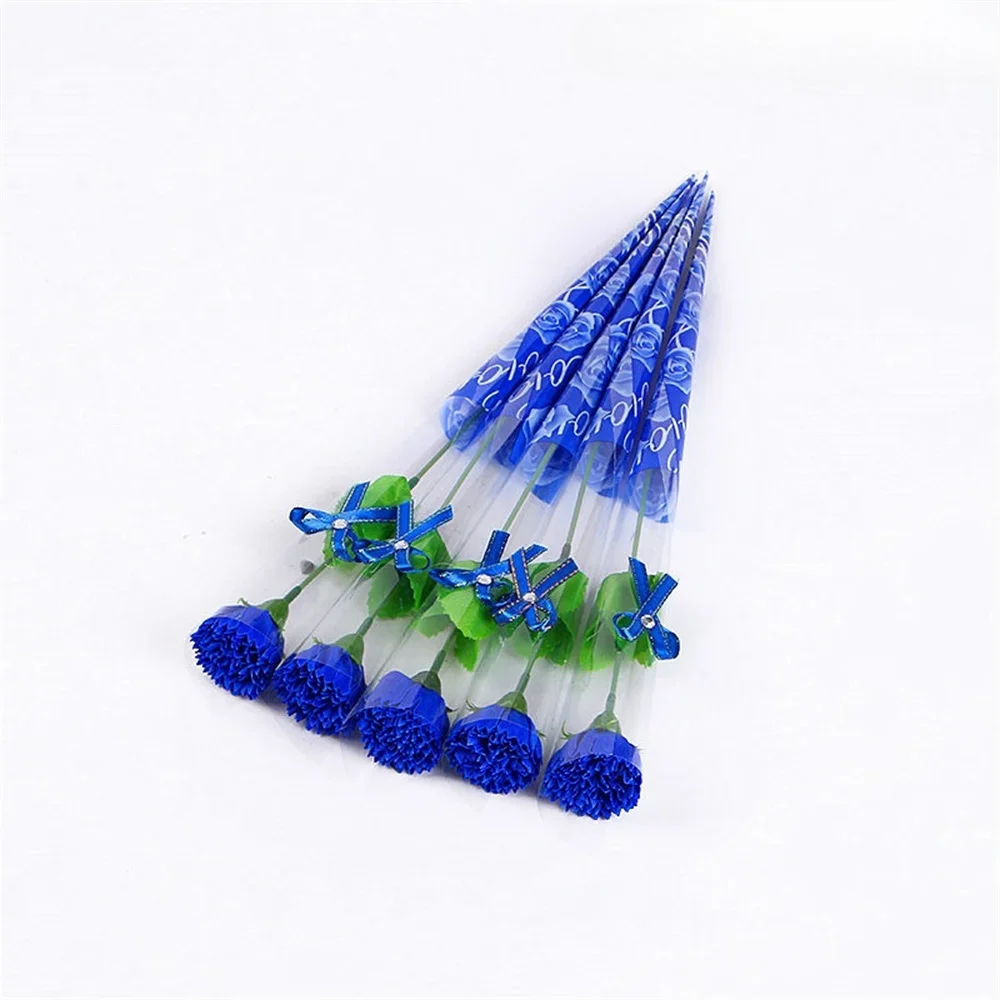 1 Piece Single Stem with Plastic Packaging Soap Made Flowers Artificial Carnation Bouquet Valentine's Day: Beige