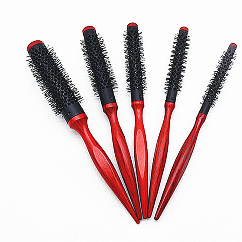 1pc bouclé rond rouleau brosse à cheveux Nylon peigne Salon barbier brosse à cheveux coiffure style outil bord contrôle bois peigne