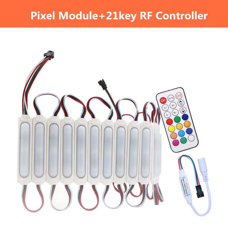 20leds WS2811 2811 IC Full Color Pixel LED Module Light input DC12V IP68 waterproof RGB color Digital LED Pixel Light: 21key RF Module