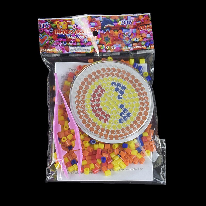 Perler perler mini sæt hama perler 300 perler 5mm strygning sikring perler 3d puslespil børn pædagogisk legetøj med tilbehør: Rundt sæt