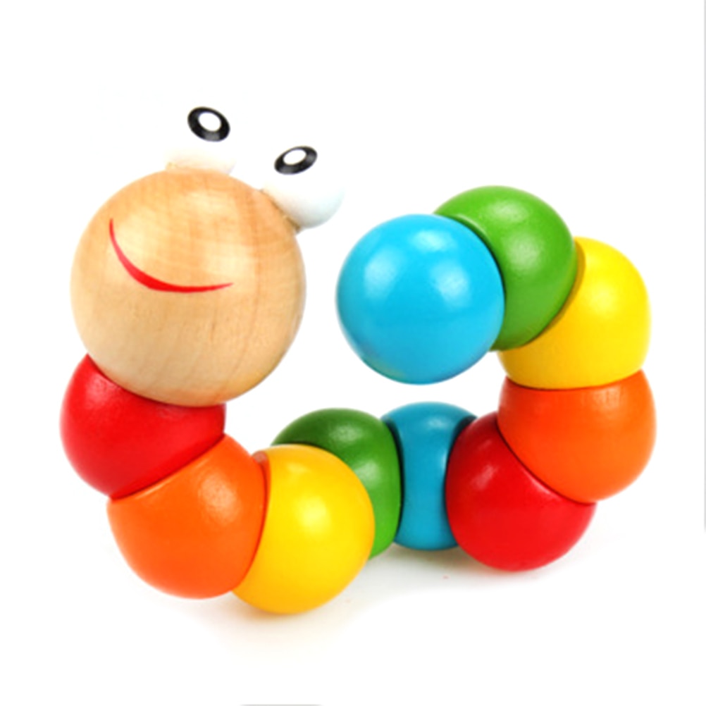 Insert Puzzle Educational Wooden Toys Wooden Twisting Worm Toy Flexible Animal Puzzle Cute Educational Toy Twisting Worm Toy: C