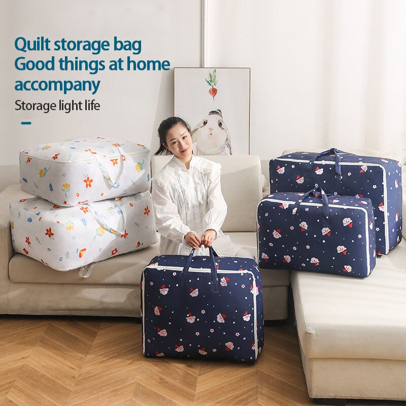Grand sac de rangement en tissu Oxford, sac de rangement pour vêtements pliants couette, imperméable, sacs de finition d'armoire anti-poussière à fermeture éclair
