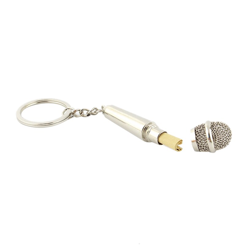 Schlüsselanhänger Mikrofon - 3er Set - Musik Noten Design - Silber Metall Schlüsselring