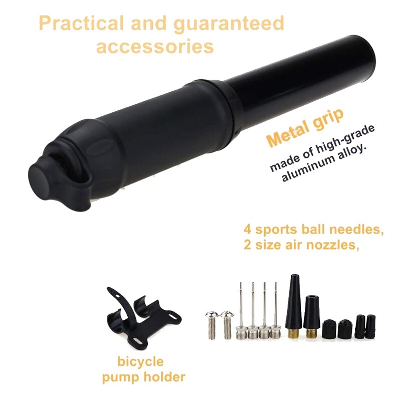 Mini Hand Bike Pump,Portable Bike Air Pump High Pressure 140 Psi Air Pump for Mountain and Bike Tires, Toys, Basketball