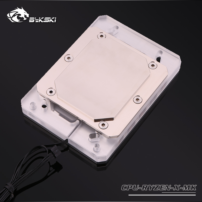 Bykski cpu-ryzen-x-mk rgb led prosessorin vesijäähdytyslohko hopea amd  am2 am3 am4 tr4: lle