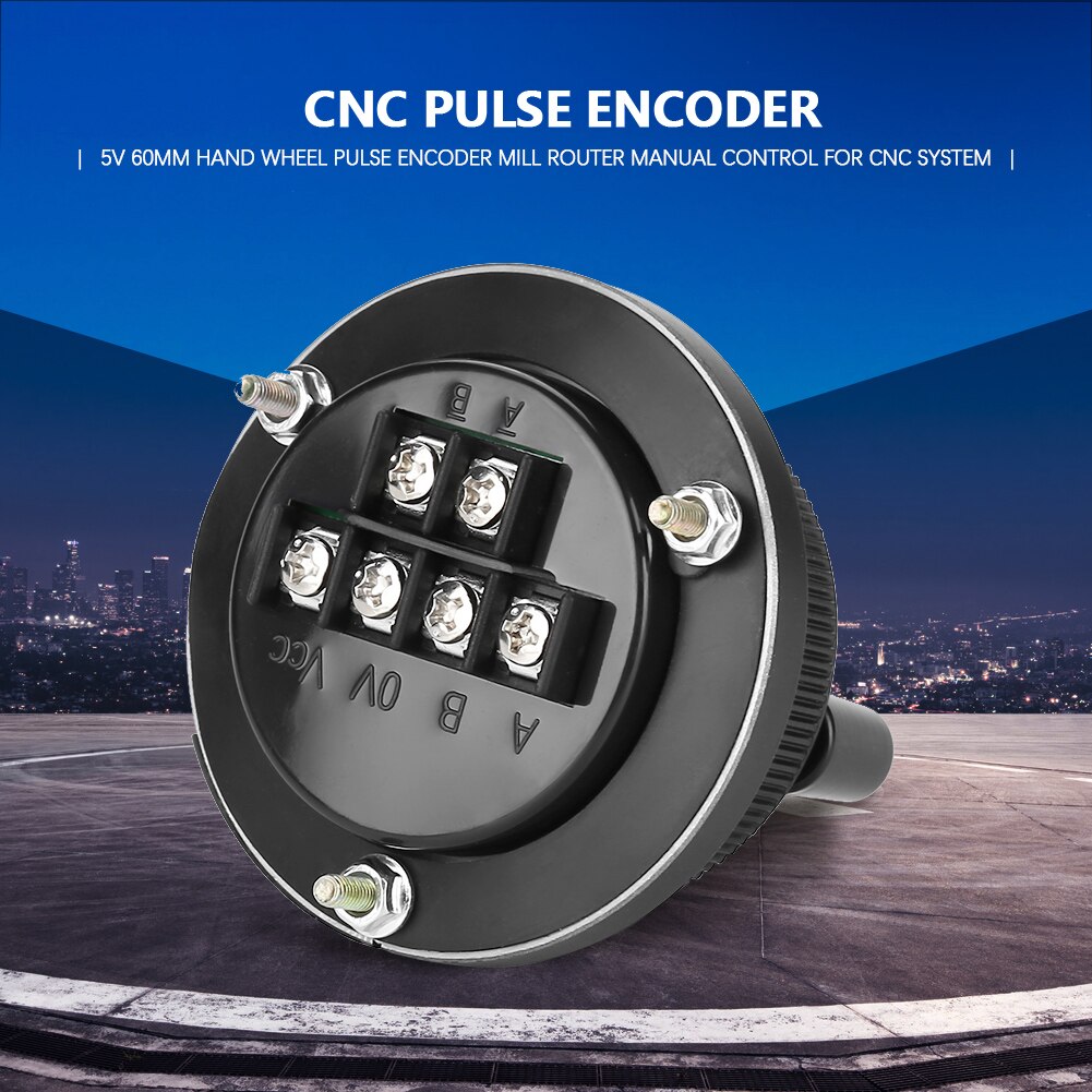 5V 60MM Hand Wheel Pulse Encoder Mill Router Manual Control For CNC System Black Hand Pulse Generator CNC Electronic Lathe